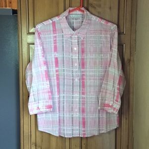 FINAL SALE PRICE Allison Daley Pink Plaid Blouse in Size 12